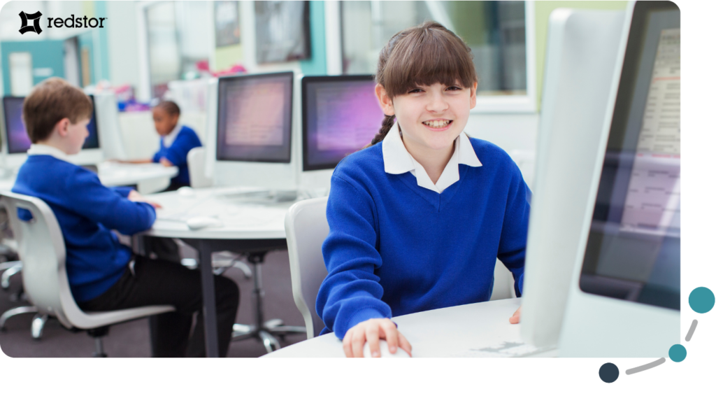 Student using a computer