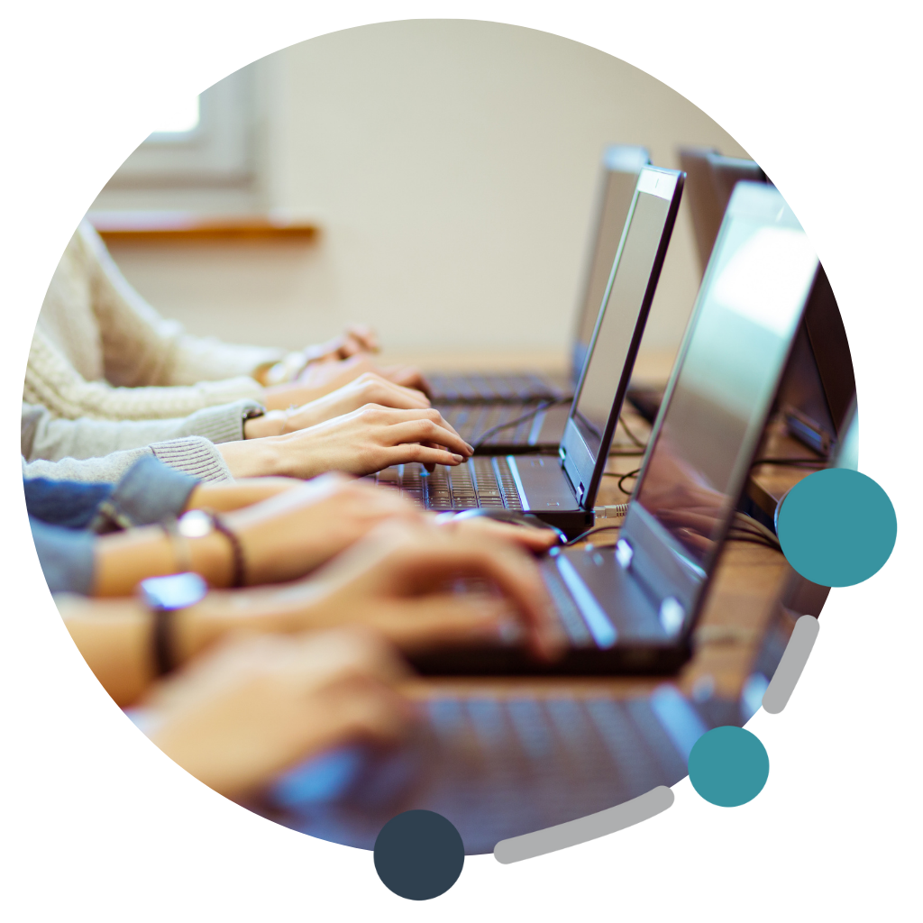 Students learning on laptops